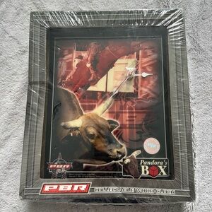 PBR Pandora’s Box Wood Clock 2004 Racing Reflections Bull Rider NIB Sealed‎